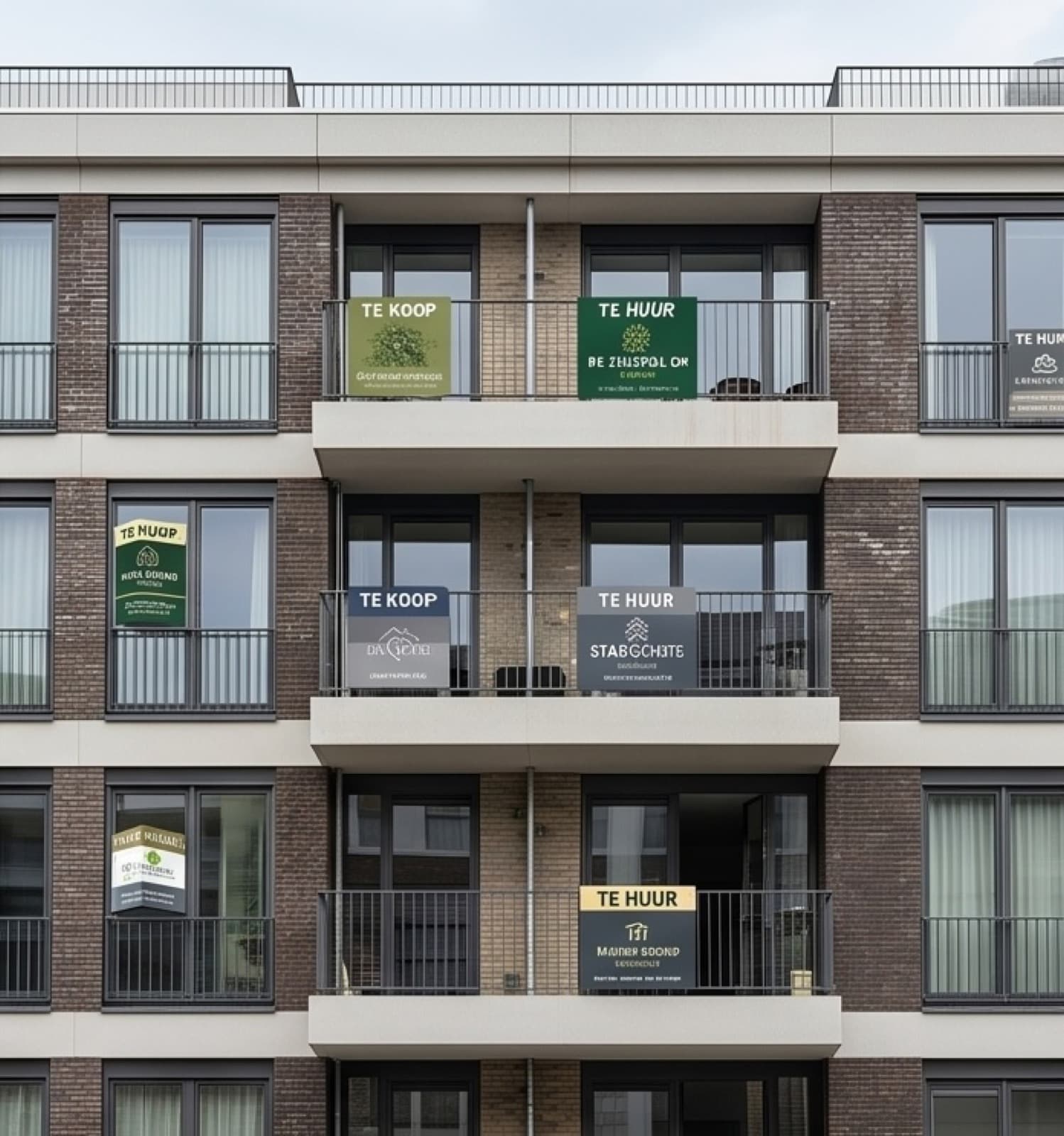 Reclameborden aan appartementsbalkons