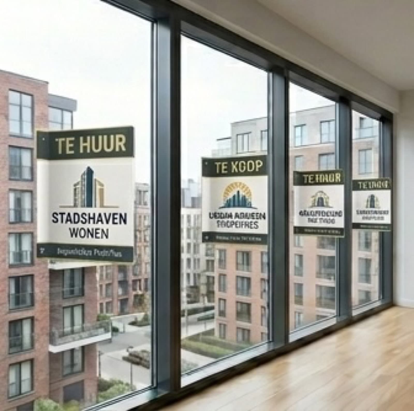 Reclameborden aan appartementsbalkons